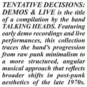 Single: Psycho Killer (September 1975 Demo)