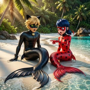 Single: Mermaid Ladybug & Mermaid Cat Noir Story